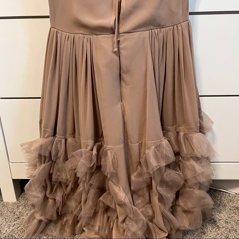 Lauren Conrad Tan Cocktail Dress With Ruffle Detail - Picture 4 of 8